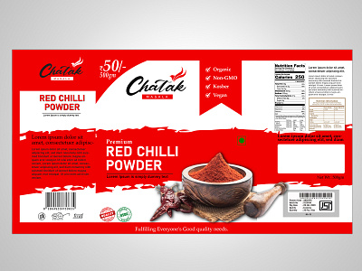 Red Chili Powder (Masala) Pouch Label Design And Branding branding design graphic design label design logo masala box design package design packaging design