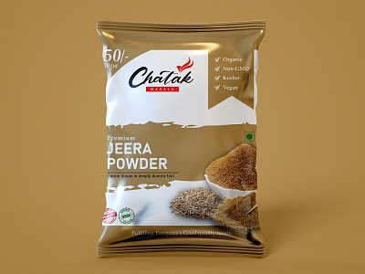 Jeera Powder (Masala) Pouch Design And Mockup branding design graphic design label design logo masala box design mockup package design packaging design