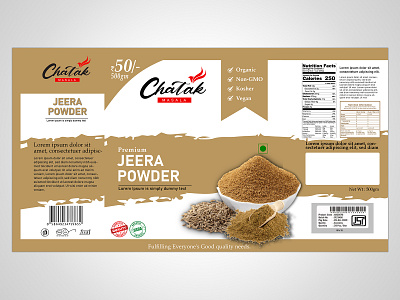 Jeera Powder (Masala) Pouch Label Design And Branding branding design graphic design label design logo masala box design package design packaging design