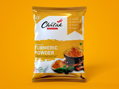 Turmeric Powder (Masala) Pouch Design And Mockup branding design graphic design label design logo masala box design mockup package design packaging design