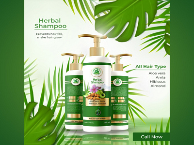 Herbal Shampoo Social Media Poster branding design graphic design illustration label design logo ui