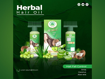 Herbal Hair-oil Product's Social Media Poster branding design graphic design illustration label design logo ui