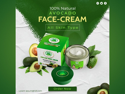 Herbal Face Cream (Product) Social Media Poster 3d branding design illustration label design logo ui