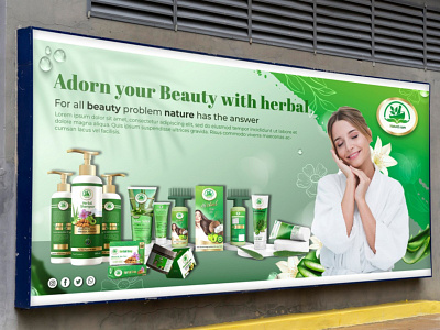 Herbal Company Billboard Mockup 3D 3d billboard design branding design graphic design illustration label design logo mockup package design ui