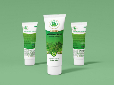 Nature's Care Herbal Company Neem Facewash Tube Mockup 3d branding design graphic design illustration label design logo package design packaging design ui vector