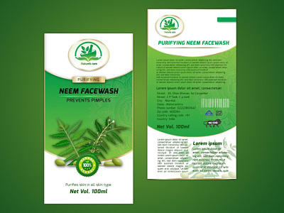 Nature's Care Herbal Company Neem Facewash Tube Label Design 3d branding design graphic design illustration label design logo package design packaging design ui vector