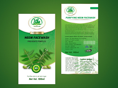 Nature's Care Herbal Company Neem Facewash Tube Label Design