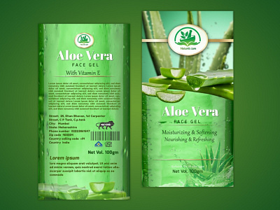 Aloe Vera Face Gel (Nature's Care) Herbal Company Label Design 3d aloe vera gel branding design graphic design illustration label design logo package design packaging design ui vector