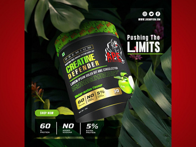 Creatine Defender Supplement, Ape Nutrition, Social Media Poster branding design graphic design illustration label design logo package design packaging design social media poster supplement poster vector