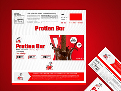 Protein Bar Label Design | Ape Nutrition | Supplement Company 3d branding design graphic design illustration label design logo package design packaging design ui vector