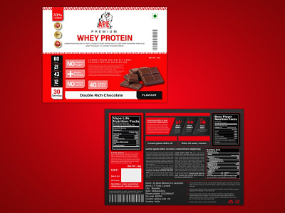 Whey Protein Supplement | Label Design | Ape Nutrition 3d branding design graphic design illustration label design logo package design packaging design ui vector