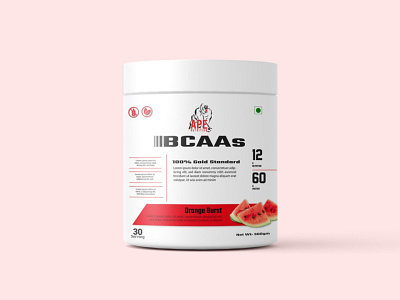 BCAA Supplement | Ape Nutrition | Label Design | Mockup 3d branding design graphic design illustration label design logo package design packaging design vector