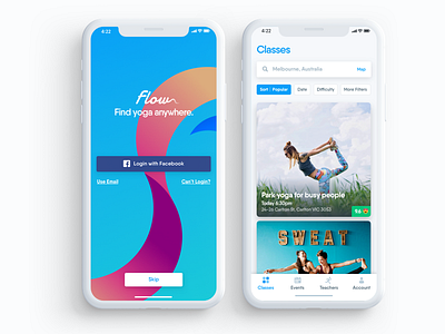 Flow Mobile cards filters ios iphone x mobile search yoga