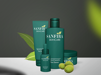 Logo & Product Mockup Design For Sanfira Skincare. 3d 3d design brand brand identity branding care cosmetics design graphic design illustration logo logo design mockup mockup design packaging product product design product mockup skincare visual identity