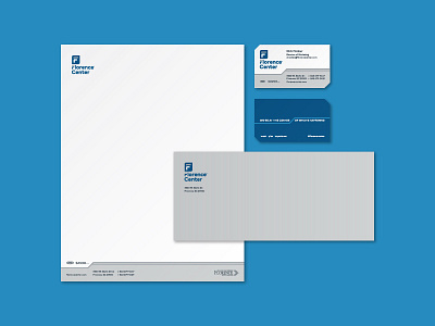 Florence Center Letterhead System blue business card envelope f gray letterhead