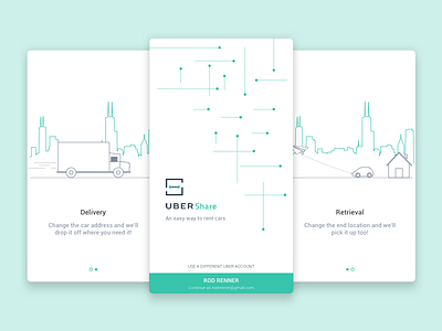 Onboarding Screens car concept illustration intro login onboarding share sign signup tour uber ui