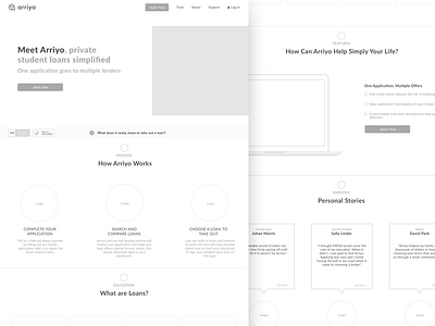 Arriyo : Loan Platform Wireframe arriyo landing page layout loan platform signup ux website wireframe