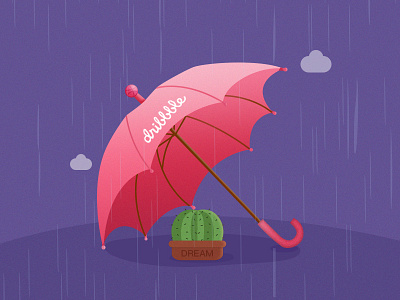 Hello dribbble illustration rain