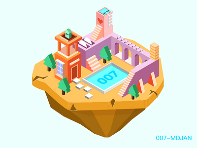 Icons Isometric castle icons isometric pool