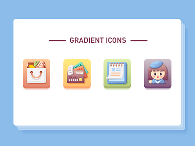 gradient icons bag card gradient icon mall shopping