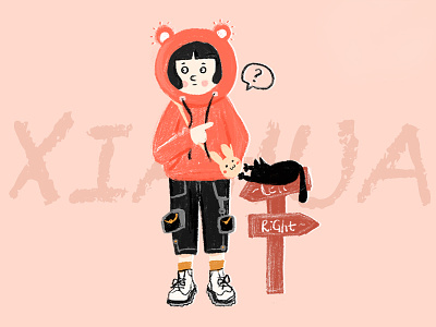 头套girl cat cute girl illustration