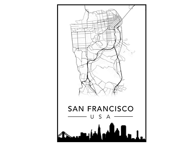 San Francisco City Poster city map poster
