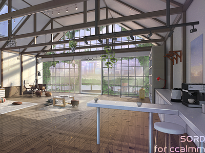 Anime / VN Background Illustration - Greenhouse 2d 3d anime background daylight digital environment environment art game art greenhouse illustration interior design render visual novel visualization