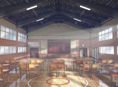 School Gym 2d 3d anime background digital environment game art illustration interior school visual novel