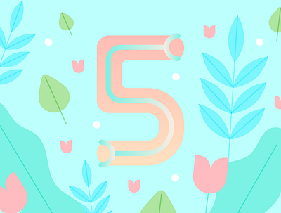 36 Days of Type - 5 36 days of type design flowers gradients graphic design illustration numbers pastels typography typography design vectors