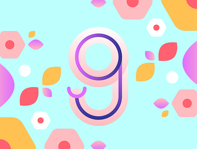 36 Days of Type - 9 36 days of type design flowers gradients graphic design illustration numbers pastels typography typography design vectors