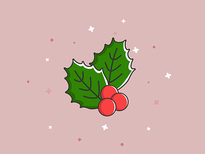 Mistletoe christmas cute flat green illustration logo mistletoe red