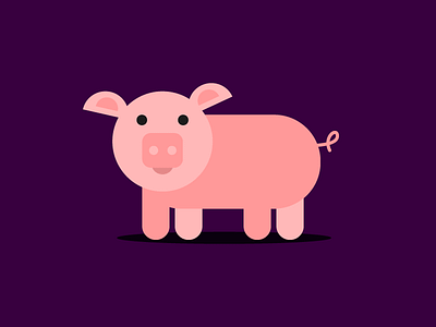 Pig animal design flat graphic illustration minimalistic pig