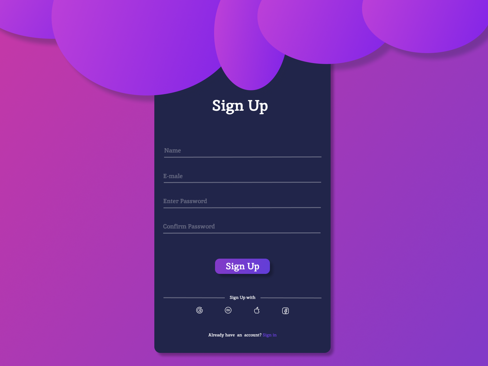 Sign Up page by Alexandr on Dribbble