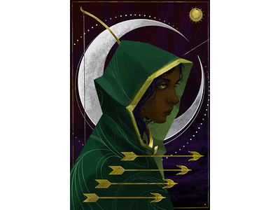 Poster, arrows, a moon character design digital illustration digital painting illustration painting