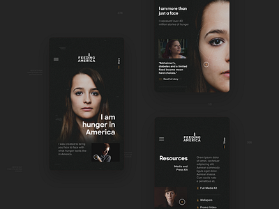 The Faces Of Hunger, Feeding America — Mobile america design interface mobile mobile ui web webdesign website