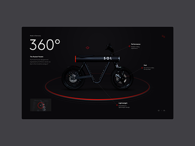 Sol Motors — The Pocket Rocket 3d art direction clean creative dark design experience interface minimal modern motor motorbike typography ui uidesign ux web website