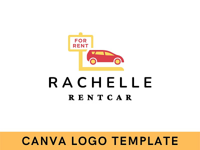 Premade Minimal Rent Car Canva Logo Template brand identity branding canva car logo design logo logo design rent template transport logo