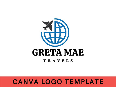 Premade Travel Agency Canva Logo Template agency brand identity branding business logo canva design global globe logo logo design template travel