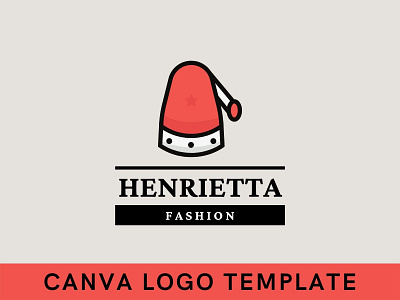 Premade Christmas Santa Hat Canva Logo Template brand identity branding canva cap logo design fashion hat hat logo logo logo design santa template