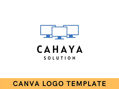 Premade Computer Canva Logo Template brand identity branding canva computer design logo logo design modern logo monitor tech tech logo technology logo template