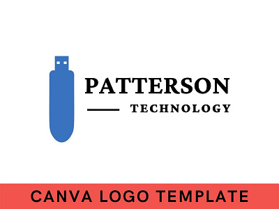 Premade Simple Pendrive Canva Logo Template brand identity branding canva design logo logo design modern logo pendrive tech logo technology logo template