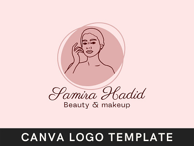 Premade Beauty Woman Canva Logo Template beauty beauty logo brand brand identity branding canva design feminine logo hand drawn illustration logo logo design saloon spa template woman logo