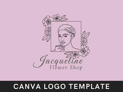 Premade Feminine Woman Canva Logo Template beauty logo brand brand identity branding canva design feminine logo floral logo hand drawn logo logo design saloon spa template woman logo