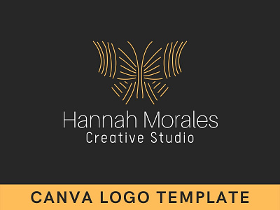 Premade Hand Drawing Butterfly Canva Logo Template