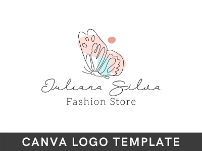 Premade Line Art Butterfly Canva Logo Template for your business beauty brand brand identity branding butterfly logo canva design feminine logo hand drawn logo logo design modern logo template