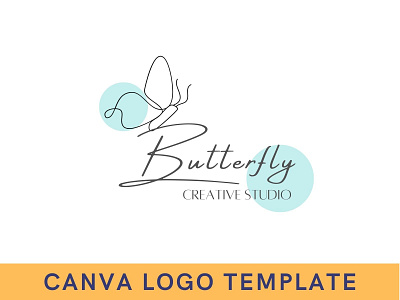 Premade Simple Butterfly Logo Template animal logo brand identity branding butterfly logo canva design feminine logo hand drawn illustration logo logo design modern logo template