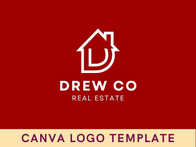 Premade Real Estate D Letter Canva Logo Template brand identity branding canva d design home house illustration letter logo logo logo design property real estate real estate logo template