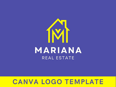 Premade Minimalist Real Estate M Letter Logo Template brand identity branding canva design home logo house logo illustration letter logo lettermark logo logo design logomark modern logo real estate logo template