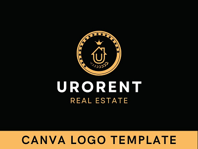 Premade Badge Real Estate U Letter Canva Logo Template brand identity branding canva design home logo house logo illustration letter logo lettermark logo logo design logomark modern logo real estate template