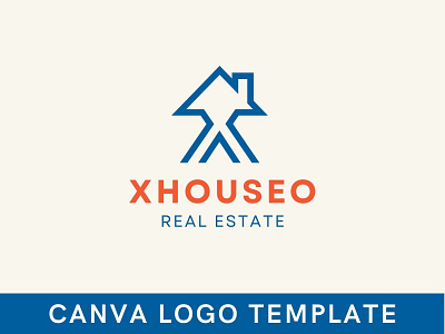 Premade Minimalist Real Estate X Letter Logo Template brand identity branding canva design home logo house logo illustration letter logo lettermark logo logo design logomark modern logo real estate real estate logo template x